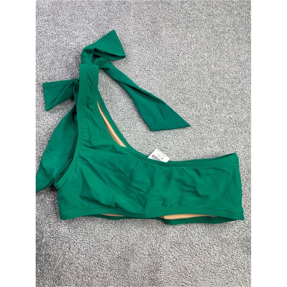J. Crew Factory One-Shoulder Bikini Top Women's Large Emerald Green Padded - Picture 3 of 7